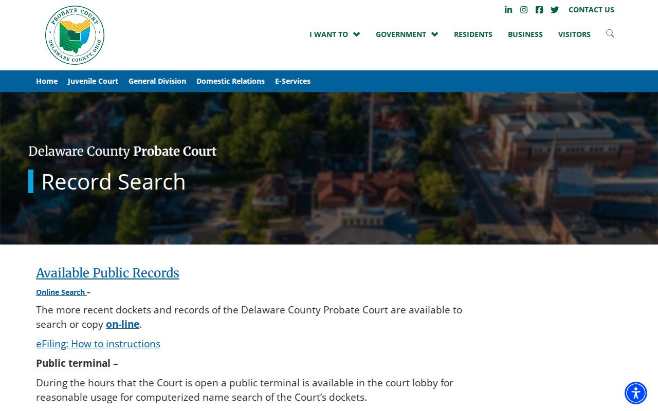 Liberty Township previous residents probate estate record search